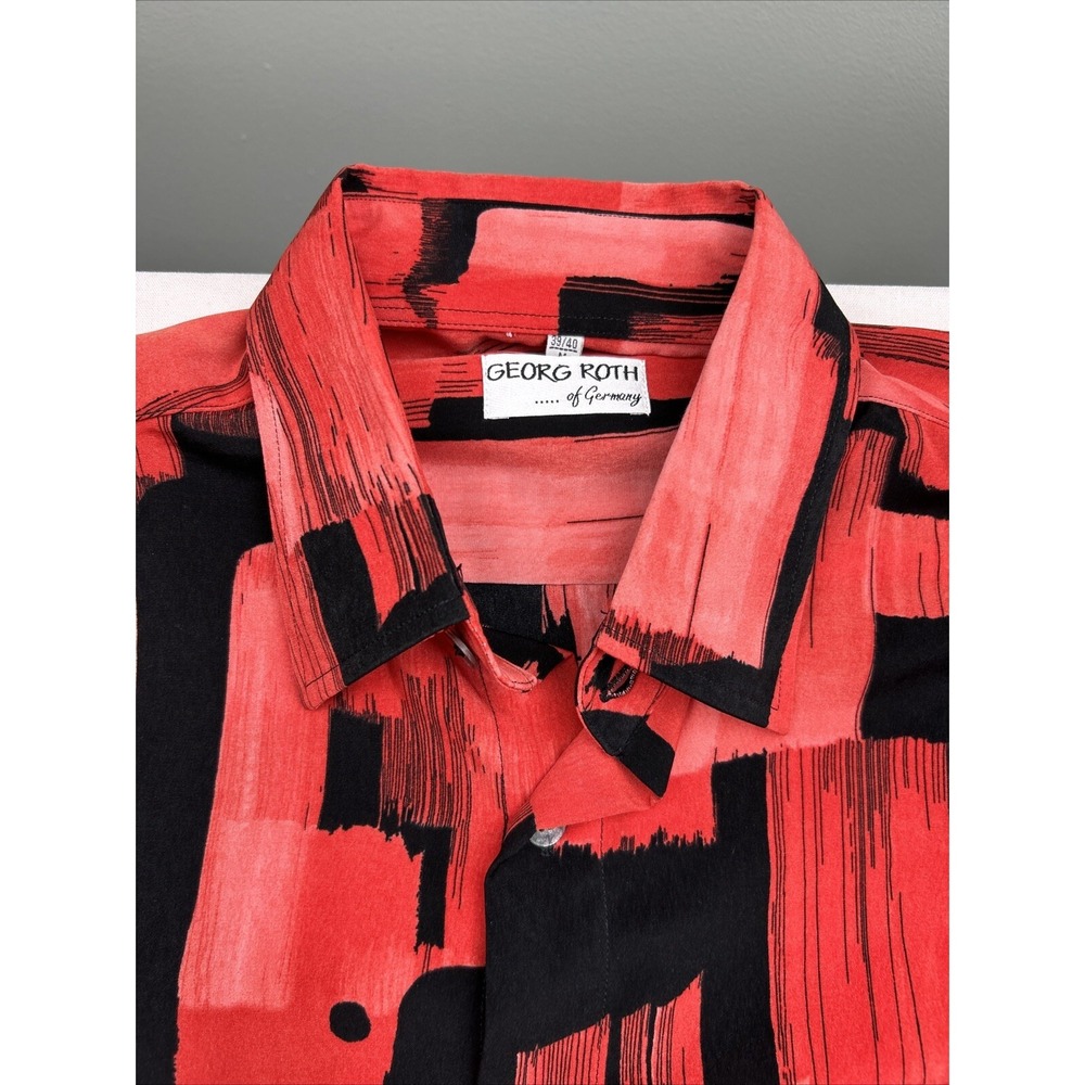 GEORG‎ ROTH Geometric Red Black Print Button Shirt Mens Medium 39/40 Bill Murray